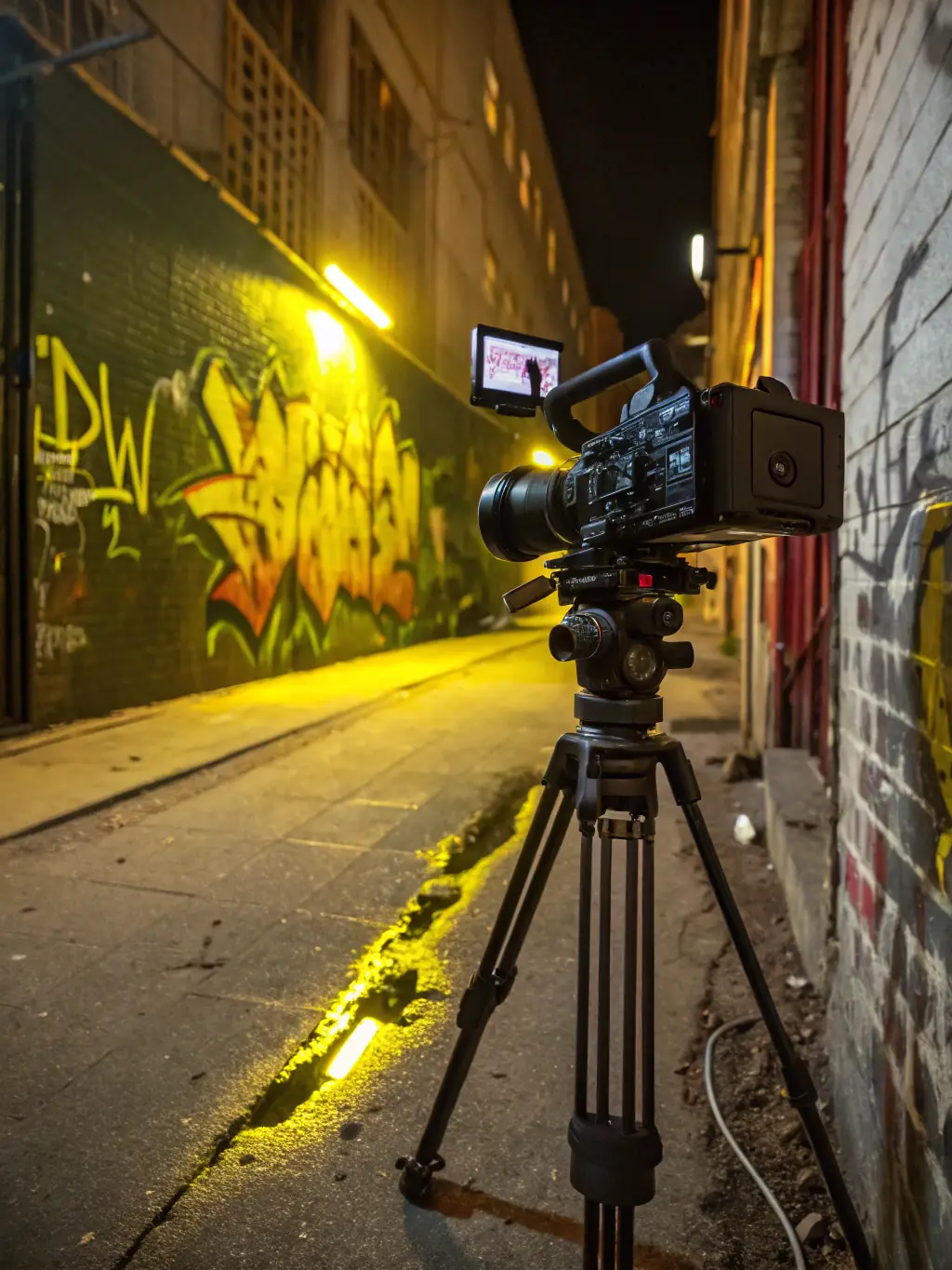 A vibrant, high-resolution image showcasing a CreativeFrames videographer filming a promotional video for a local business, emphasizing the quality and professionalism of content creation services.