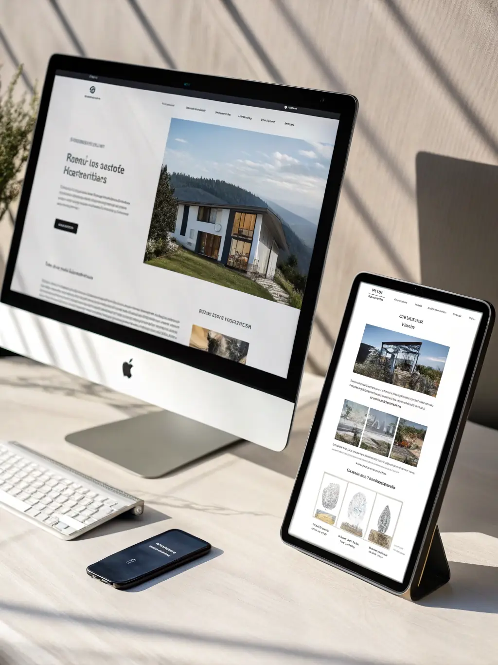 A modern and sleek website design displayed on various devices (desktop, tablet, mobile), highlighting CreativeFrames' website creation capabilities and focus on user experience.